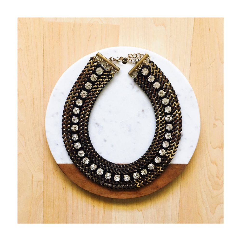 Black & Gold Diamanté Choker Necklace
